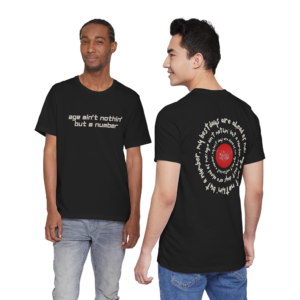 'Age Ain't Nothin' But a Number' - Retro Sun Spiral Black Graphic T-Shirt