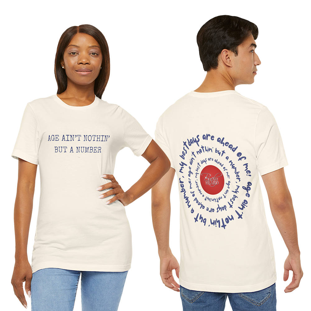 'Age Ain't Nothin' But a Number' - Retro Sun Spiral Natural Graphic T-Shirt